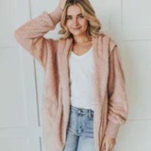 Find your way faux fur jacket in mauve pink